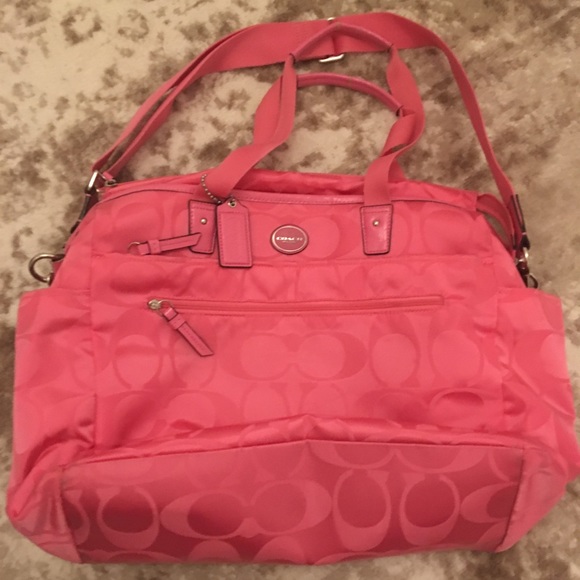 pink coach diaper bag